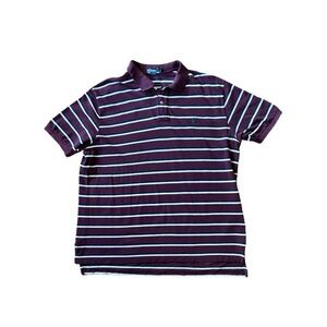 Ralph Lauren Maroon Striped Polo Shirt - Size XXL